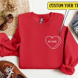 Custom Embroidered Candy Heart Sweatshirt Embroidered Custom Text Valentine's Sweatshirt Valentine's Custom Sweater Crewneck Valentine Shirt
