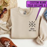Custom Embroidered with Custom Name and Birth Year Dad Sweatshirt Personalize Dad Est 2024 Sweater Gift for Dad Father's Day Shirt Crewneck