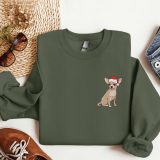 Embroidered Chihuahua Dog Christmas Sweatshirt Christmas Dog Sweatshirt Women Christmas Sweatshirt Christmas Crewneck Sweater Xmas Shirt
