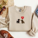 Embroidered Dachshund Dog Valentine Sweatshirt Valentine Dog Sweatshirt Dachshund Valentine Sweater Dog Valentines Day Shirt Hoodie Crewneck