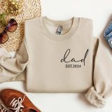 Embroidered Dad Est 2024 Sweatshirt Embroidered Dad Sweater Pregnancy Announcement for Dad Gift for Dad Father's Day Shirt New Dad Gift Dad