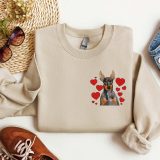 Embroidered Doberman Dog Sweatshirt Doberman Dog Valentine Sweatshirt Doberman Dog Heart Love Sweater Valentine Dog Crewneck Shirt Hoodie