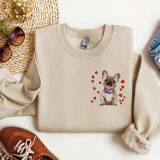 Embroidered French Bulldog Sweatshirt French Bulldog Valentine Sweatshirt French Bulldog Heart Love Sweater Valentine Dog Crewneck Shirt