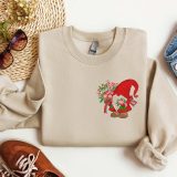 Embroidered Gnome Valentines Sweatshirt Gnome Floral Shirt Valentines Day Shirts For Woman Valentines Day Gift Happy Valentine's Day Shirts