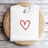 Embroidered Valentine's Day Sweatshirt Women's Valentine's Sweater Heart Love Shirt Valentine's Shirt Teacher Valentines Shirt Mom Valentine
