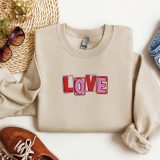 Embroidered Valentine's Sweatshirt Embroidered Love Heart Sweatshirt Cute Valentine's Sweater Teacher Valentine's Shirt Mom Valentine's